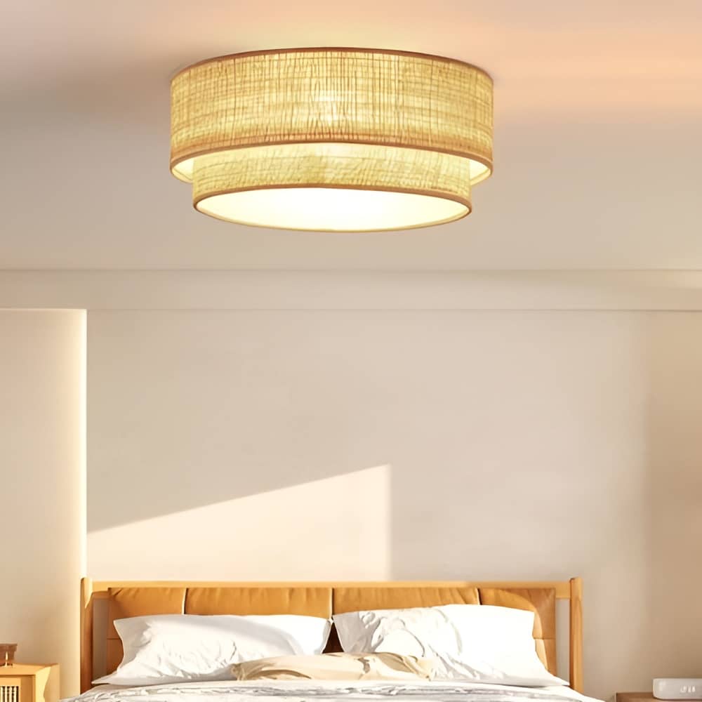Japanese Style Simple Round Bamboo Ceiling Light