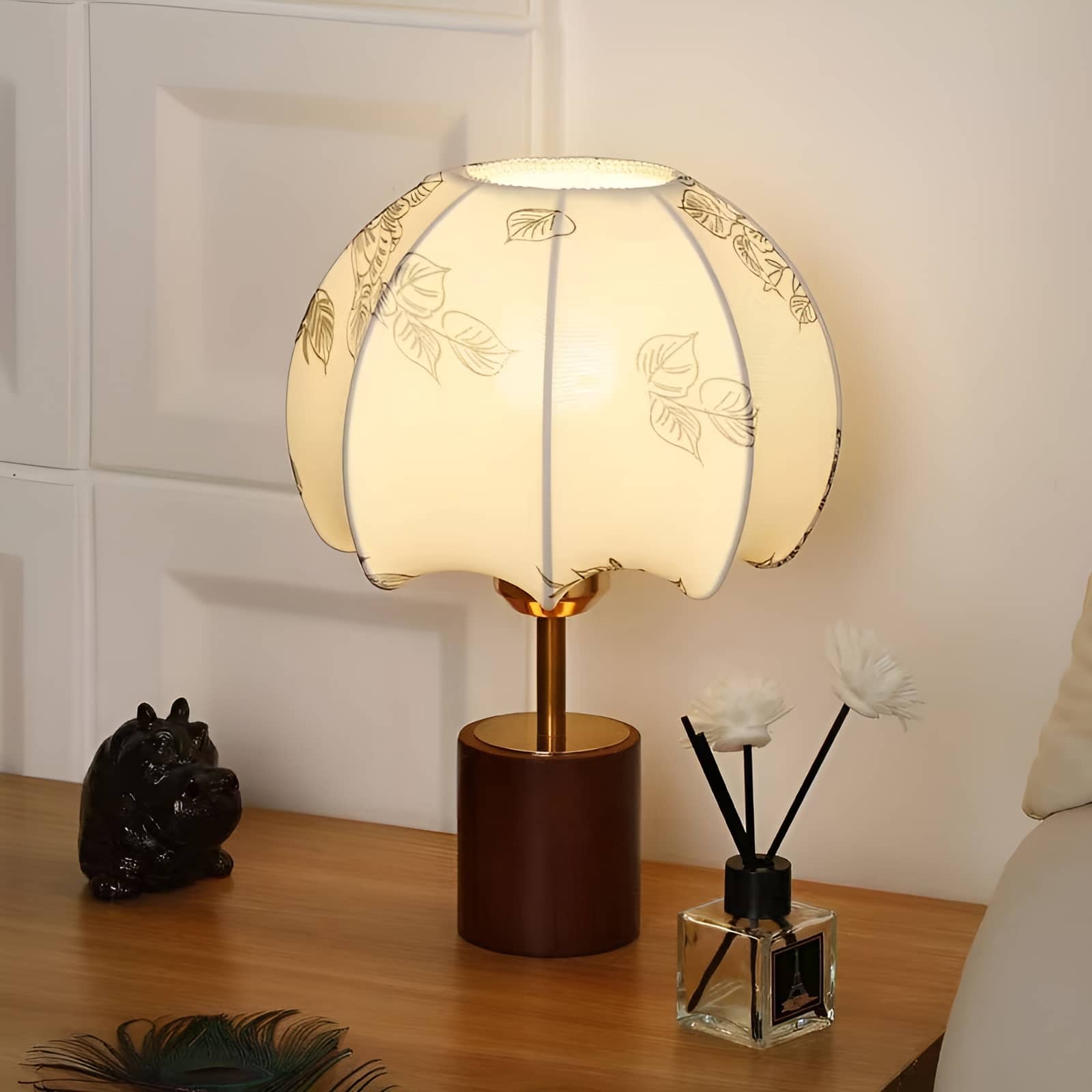 Japanese Lantern Wood Cloth Table Lamp