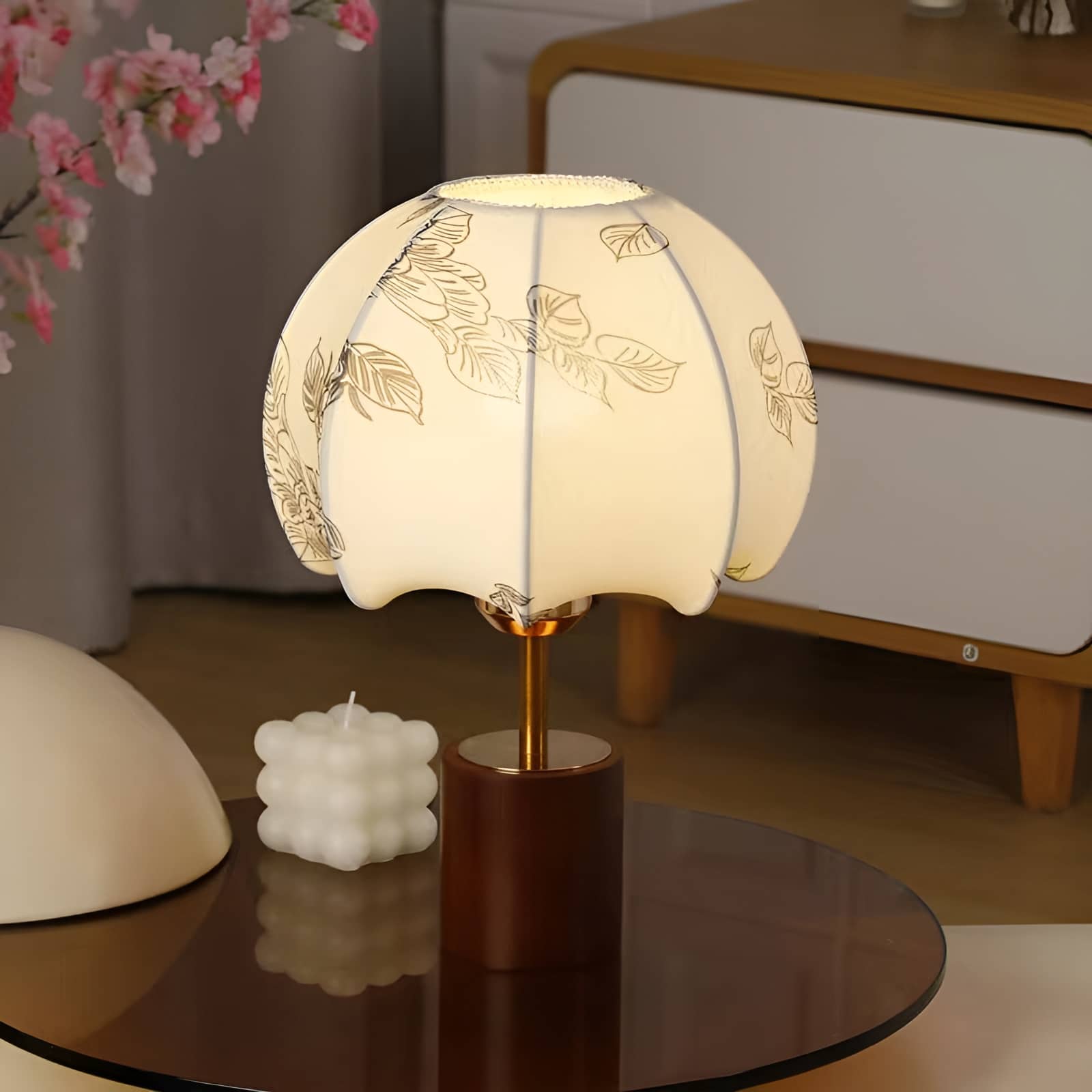 Japanese Lantern Wood Cloth Table Lamp