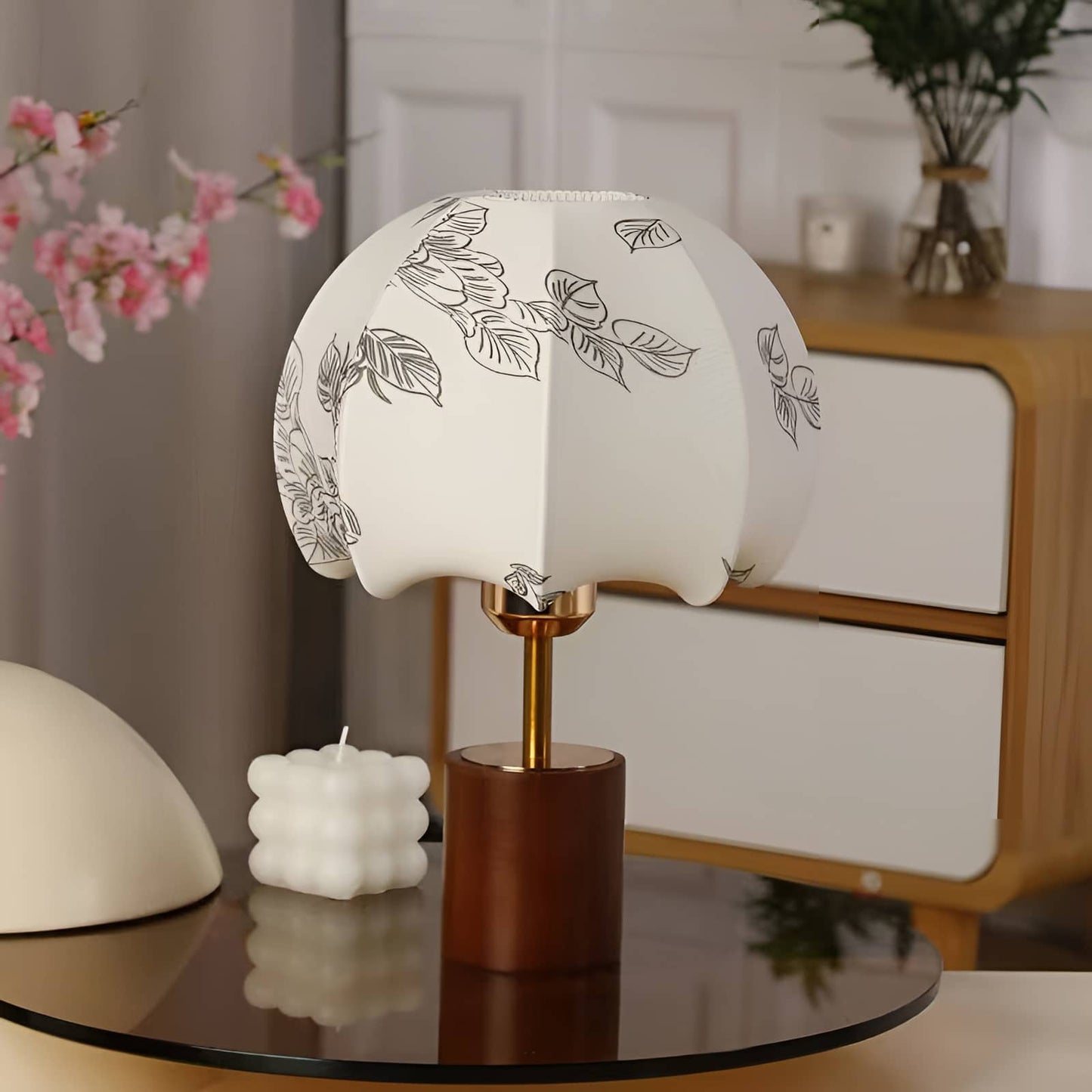 Japanese Lantern Wood Cloth Table Lamp