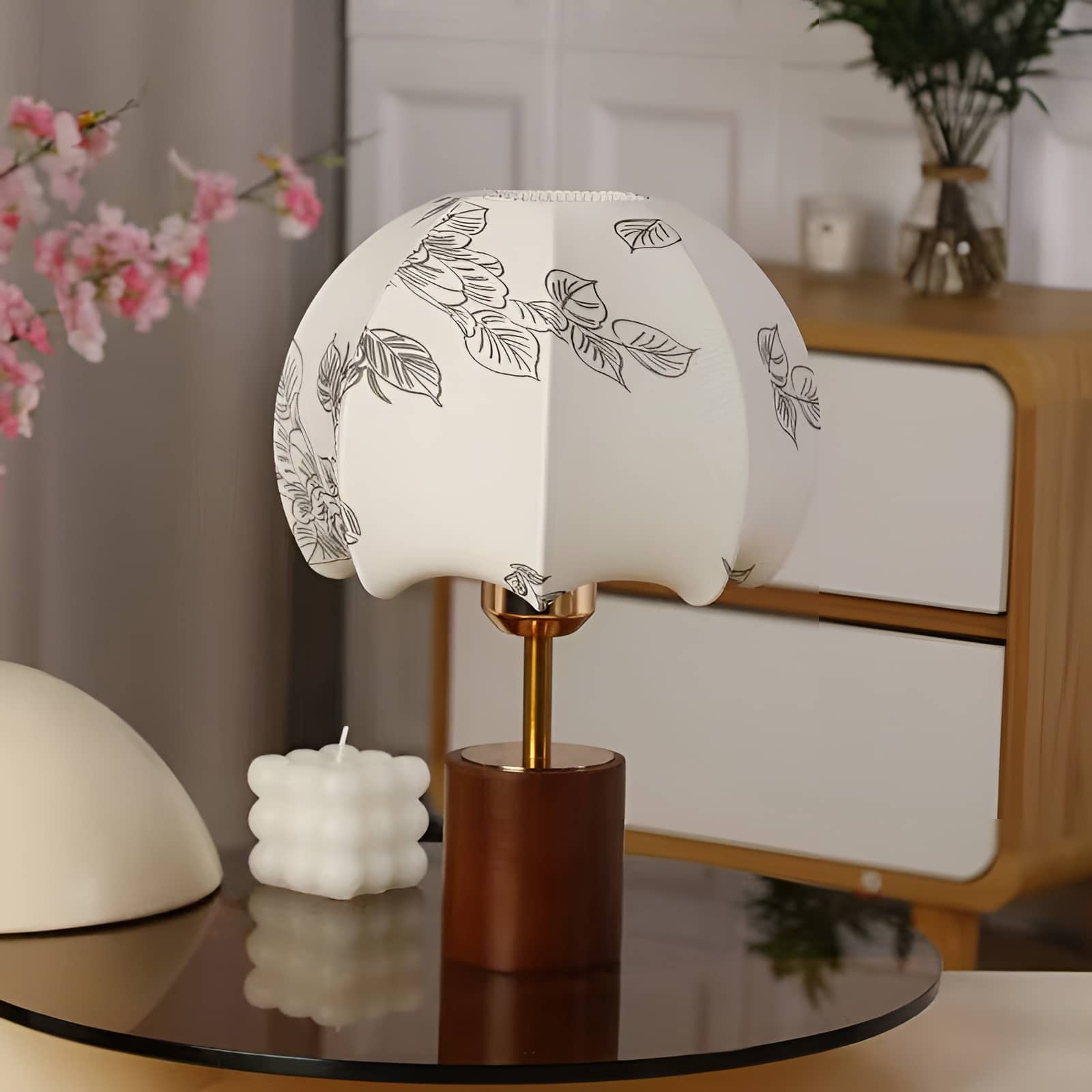 Japanese Lantern Wood Cloth Table Lamp