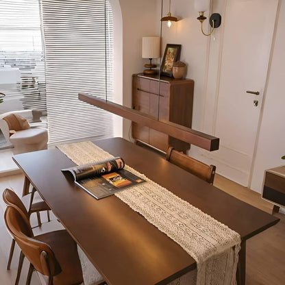 Linear Solid Wood Pendant Light for Dining Room
