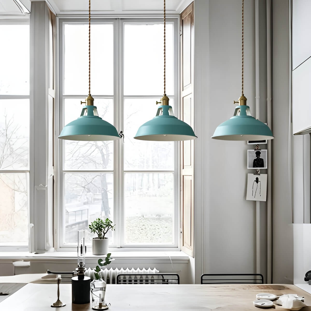 Macaron Color Metal Scandi Industrial Pendant Light for Dining Area