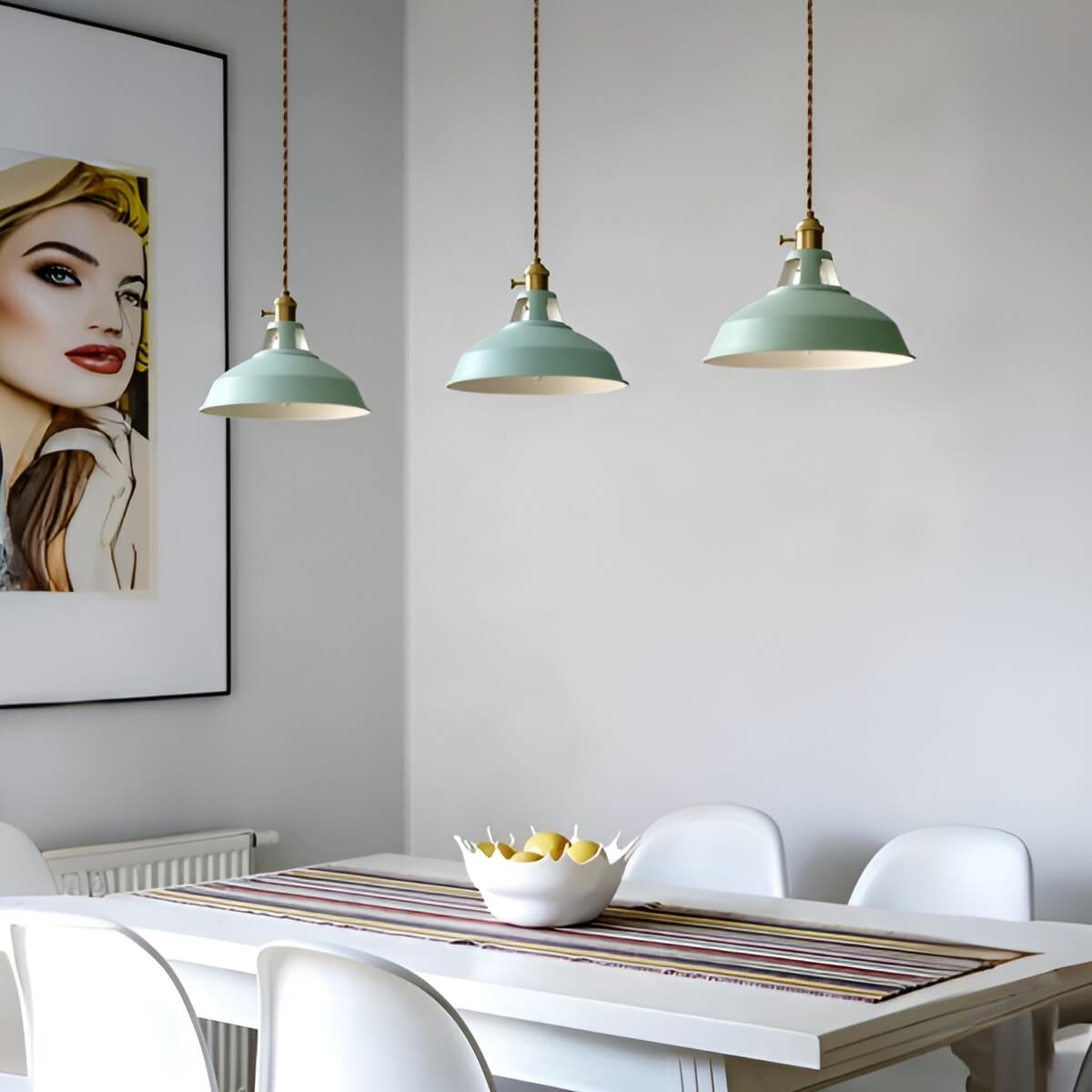 Macaron Color Metal Scandi Industrial Pendant Light for Dining Area