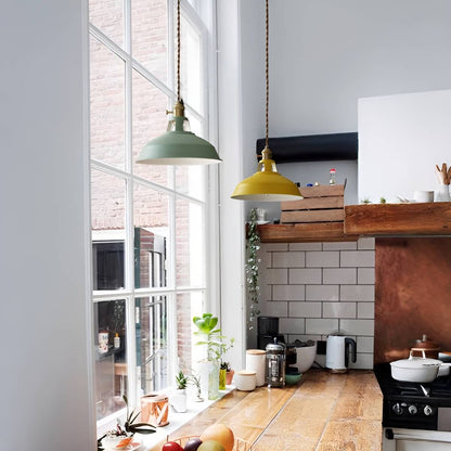 Macaron Color Metal Scandi Industrial Pendant Light for Dining Area