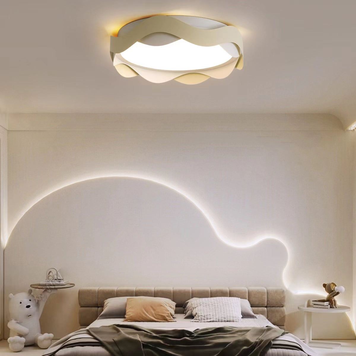 Macaron Style Wavy Edge Flush Mount Ceiling Lamp