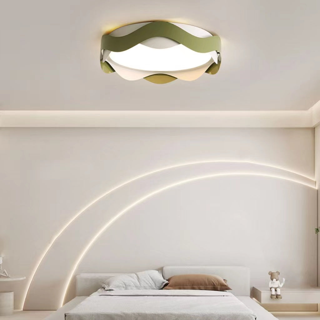 Macaron Style Wavy Edge Flush Mount Ceiling Lamp