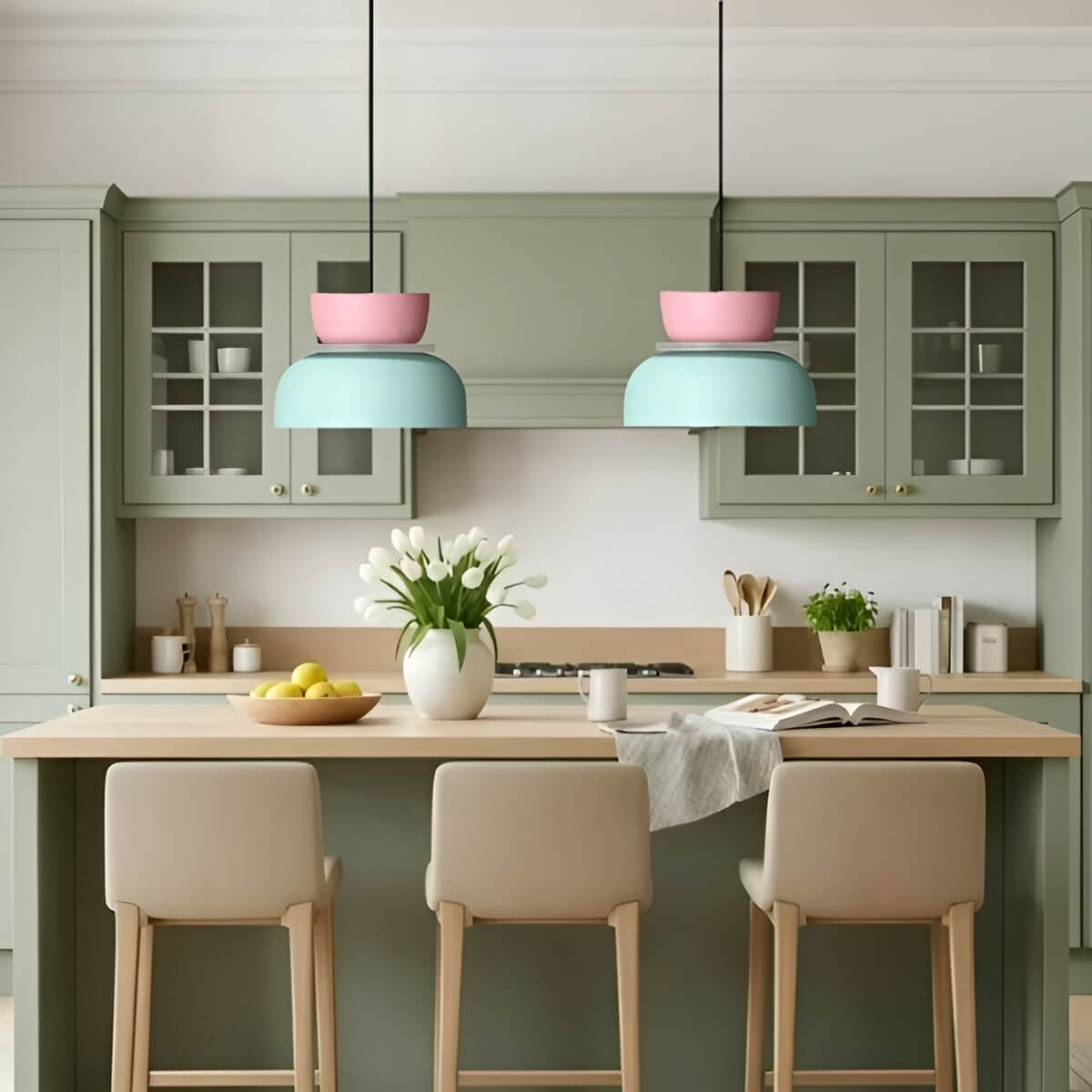 Macaron Color Block Modern Pendant Light for Kitchen Island