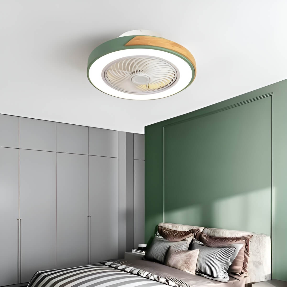 Macaron Round Low Profile Ceiling Fan Light Fixture