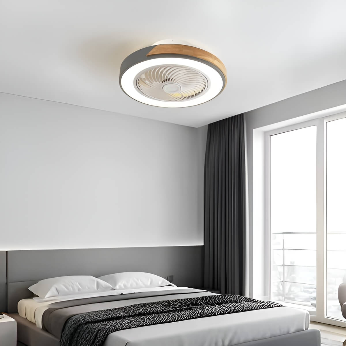 Macaron Round Low Profile Ceiling Fan Light Fixture