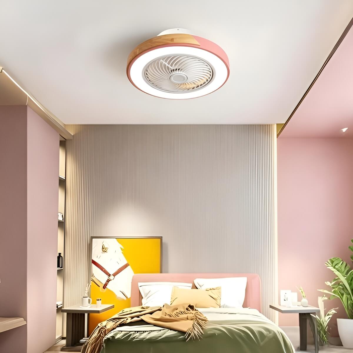 Macaron Round Low Profile Ceiling Fan Light Fixture