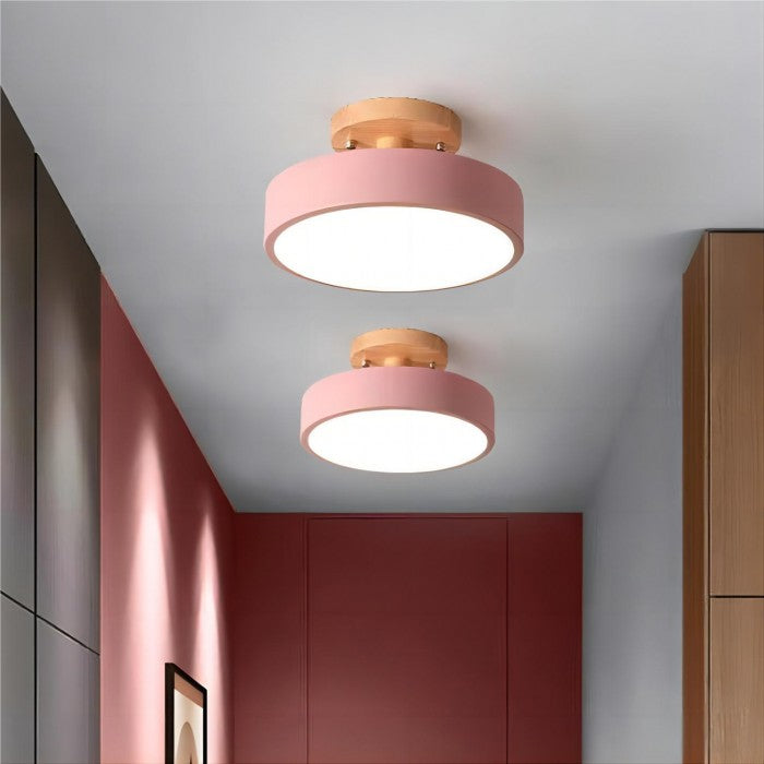 Macaron Round Wooden Ceiling Lamp