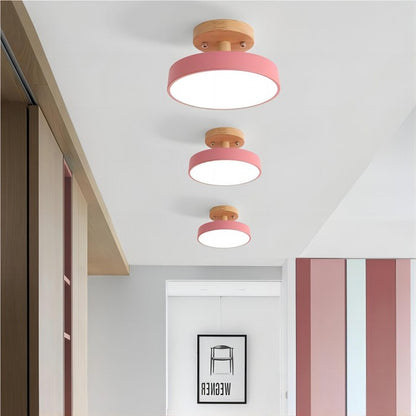 Macaron Round Wooden Ceiling Lamp