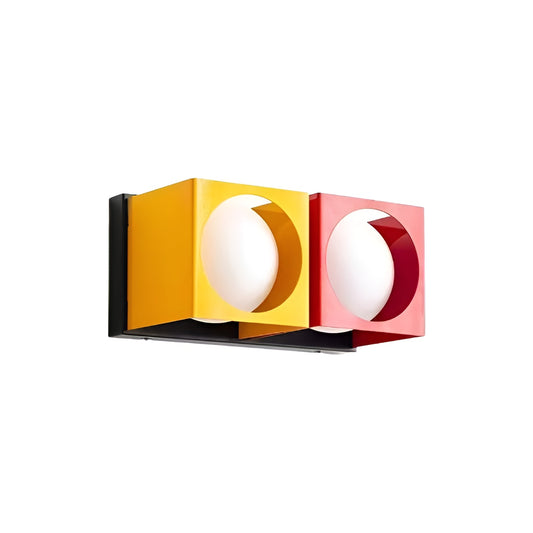 Memphis Cube and Glass Globe Colourful Wall Light