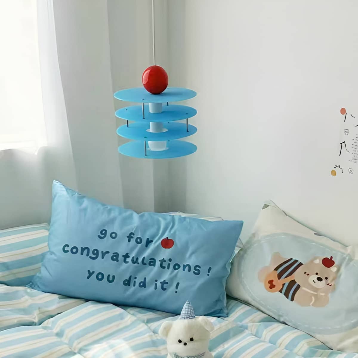 Memphis Playful Disc Layer Blue Pendant Light