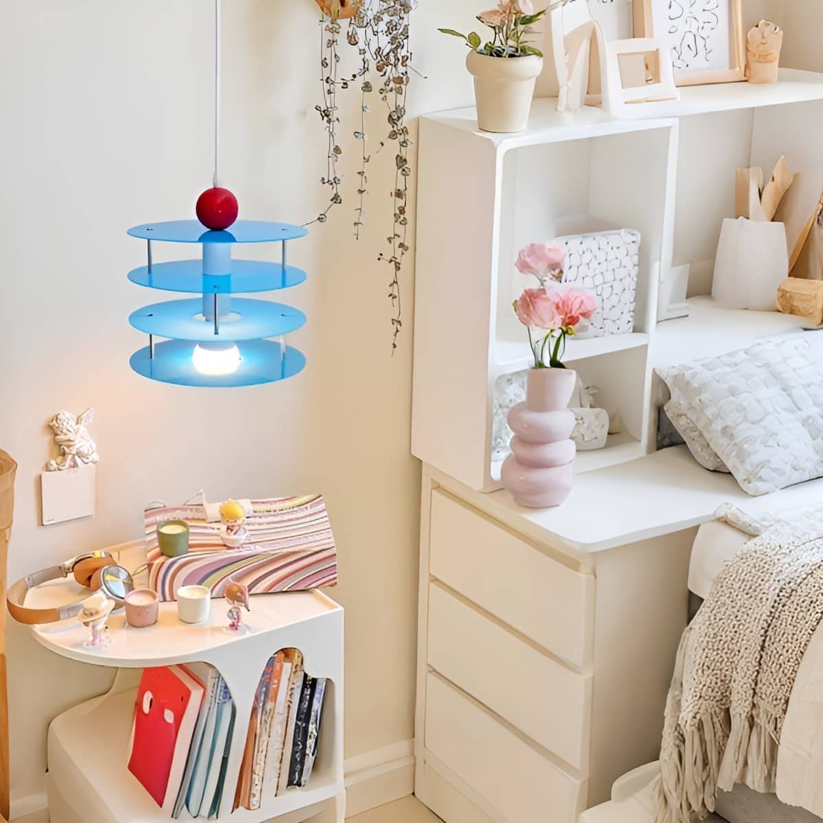 Memphis Playful Disc Layer Blue Pendant Light