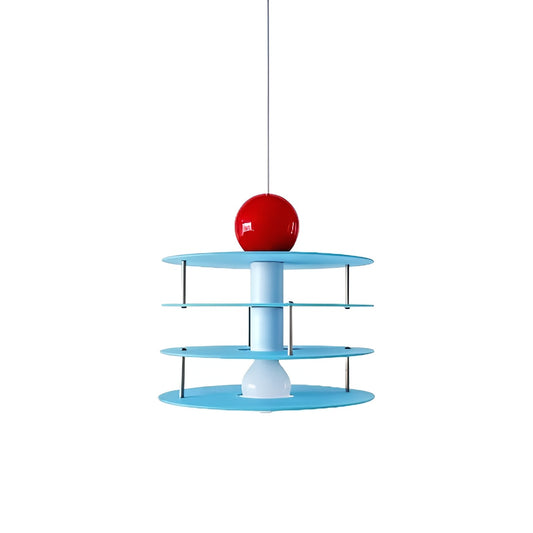 Memphis Playful Disc Layer Blue Pendant Light