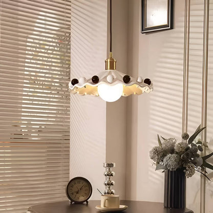 Memphis Ceramic White Pendant Light With Colorful Bean