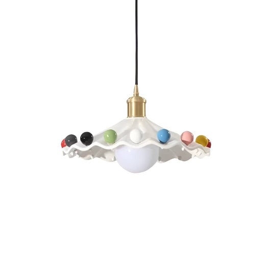 Memphis Ceramic White Pendant Light With Colorful Bean