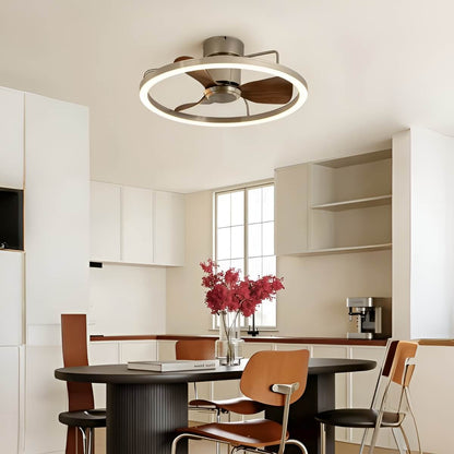Metal Ring LED Modern Ceiling Fan with Light