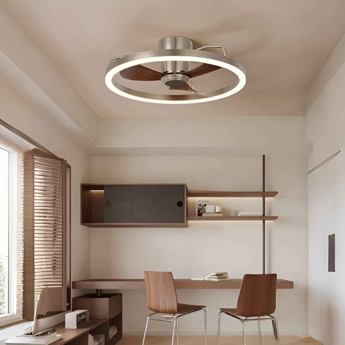 Metal Ring LED Modern Ceiling Fan with Light