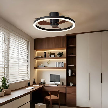 Metal Ring LED Modern Ceiling Fan with Light