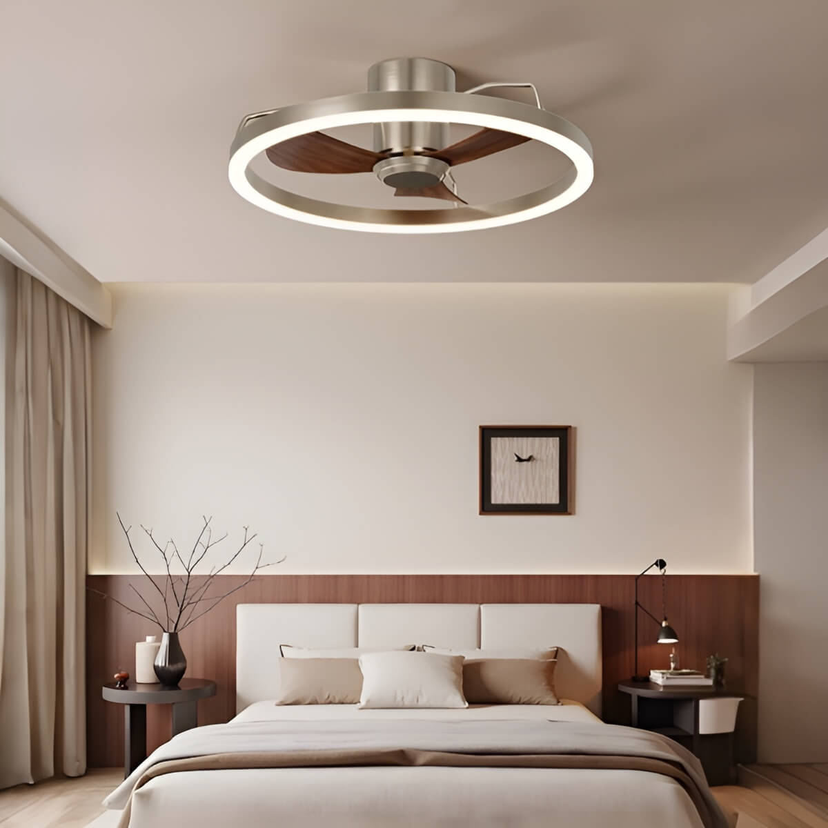 Metal Ring LED Modern Ceiling Fan with Light