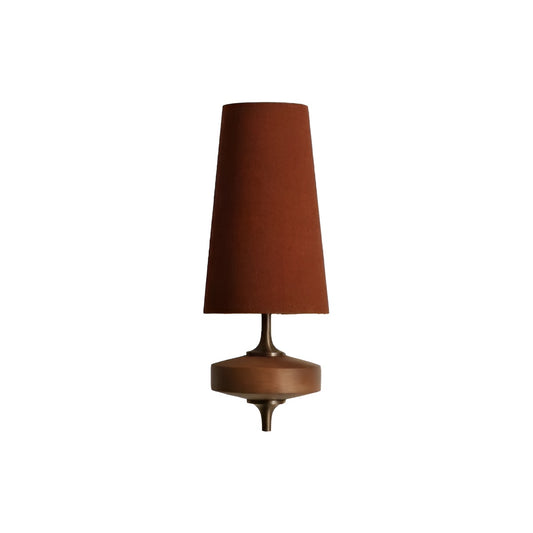 Mid Century Antique Wall Sconce with Wood and Fabric