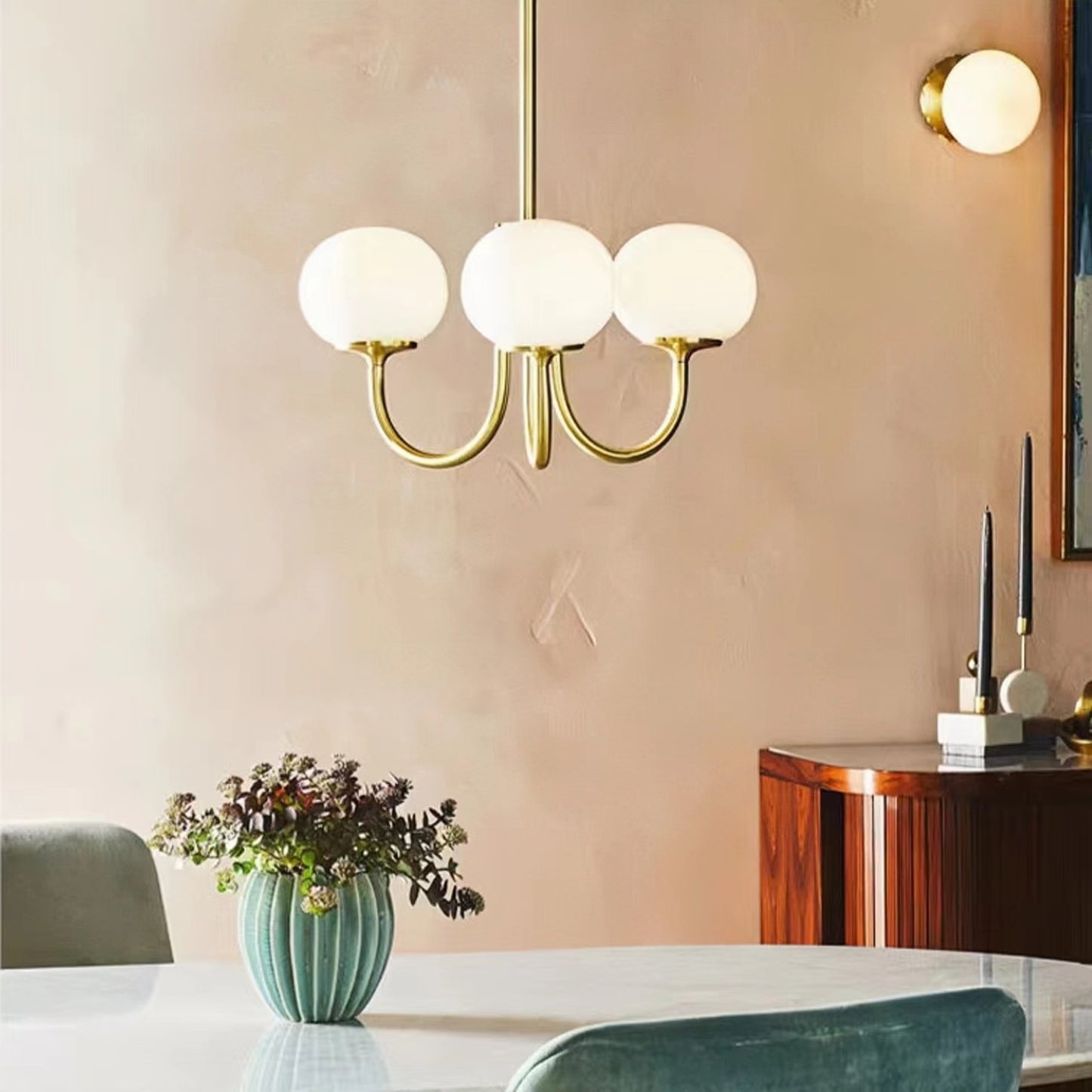 Mid Century Globe Gold Pendant Light