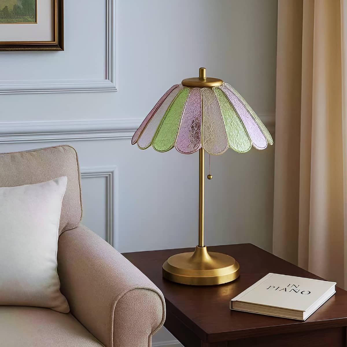 Mid Century Modern Decorative Stained Glass Table Lamp