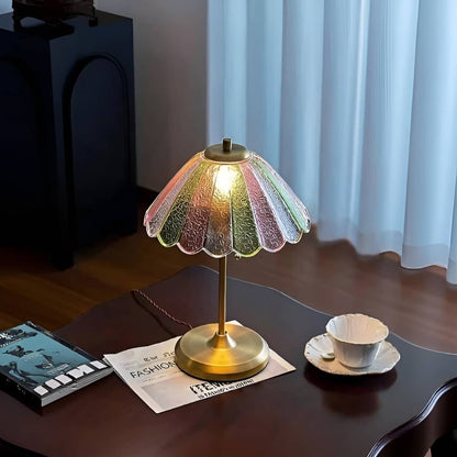 Mid Century Modern Decorative Stained Glass Table Lamp