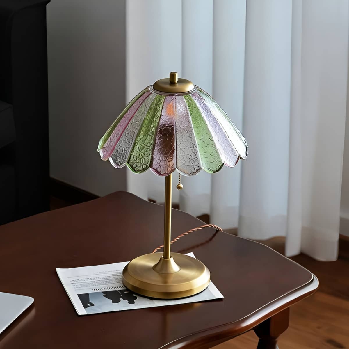 Mid Century Modern Decorative Stained Glass Table Lamp