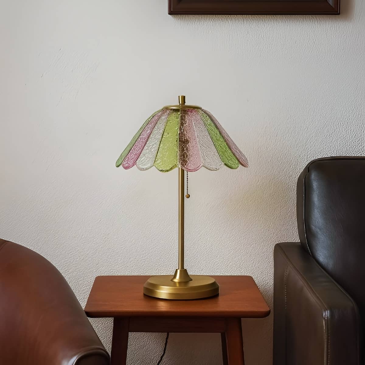 Mid Century Modern Decorative Stained Glass Table Lamp