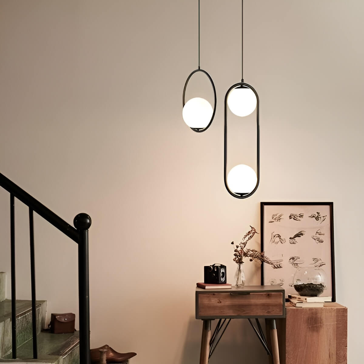 Mid-Century Modern Mila Loop Sphere Pendant Light