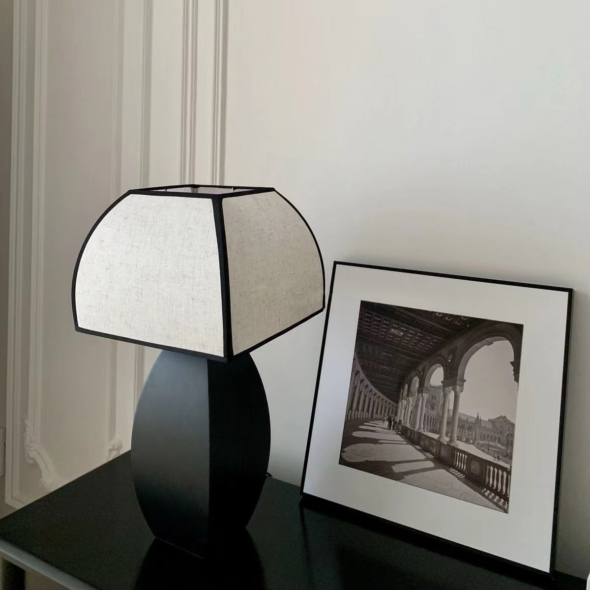 Mid Century Fabric Metal Table Lamp