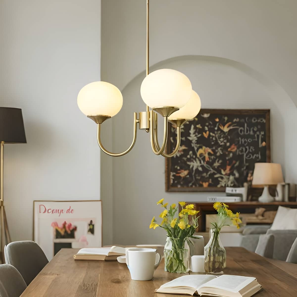 Mid Century Modern 3 Lights Chandelier for Dining Room