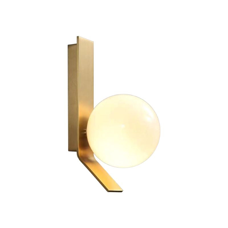 Mid Century Stylish Glass Globe Golden Wall Lamp