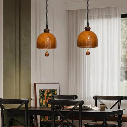 Mid Century Vintage Glass Pendant Lamp