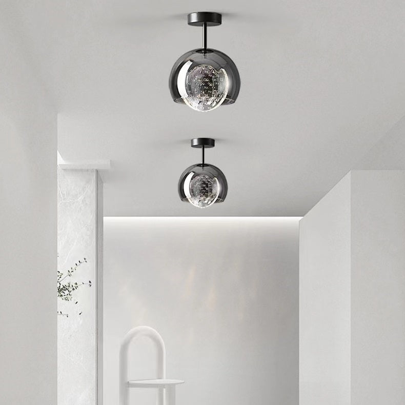 Minimalist Black Glass Hallway Ceiling Light