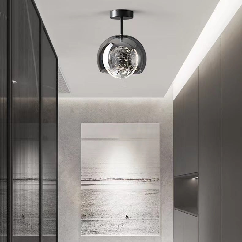 Minimalist Black Glass Hallway Ceiling Light