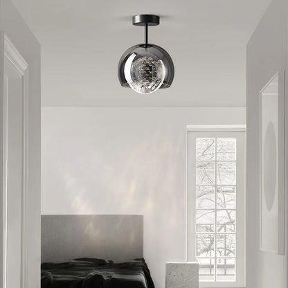 Minimalist Black Glass Hallway Ceiling Light