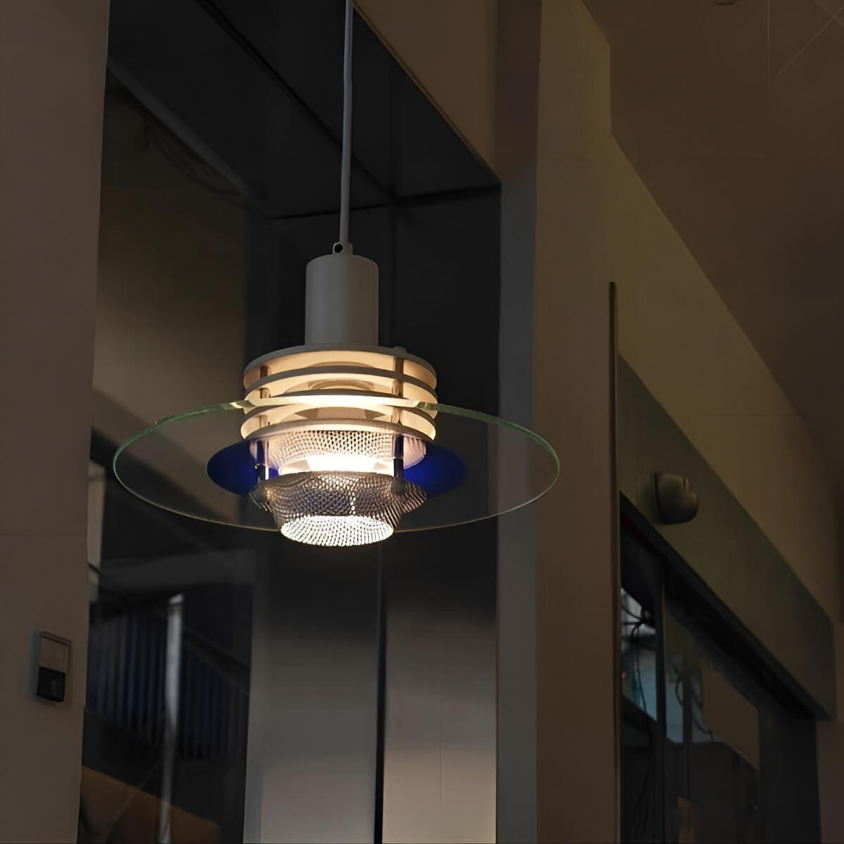 Minimalist Glass Disc Bauhaus Modern Pendant Light for Living Room