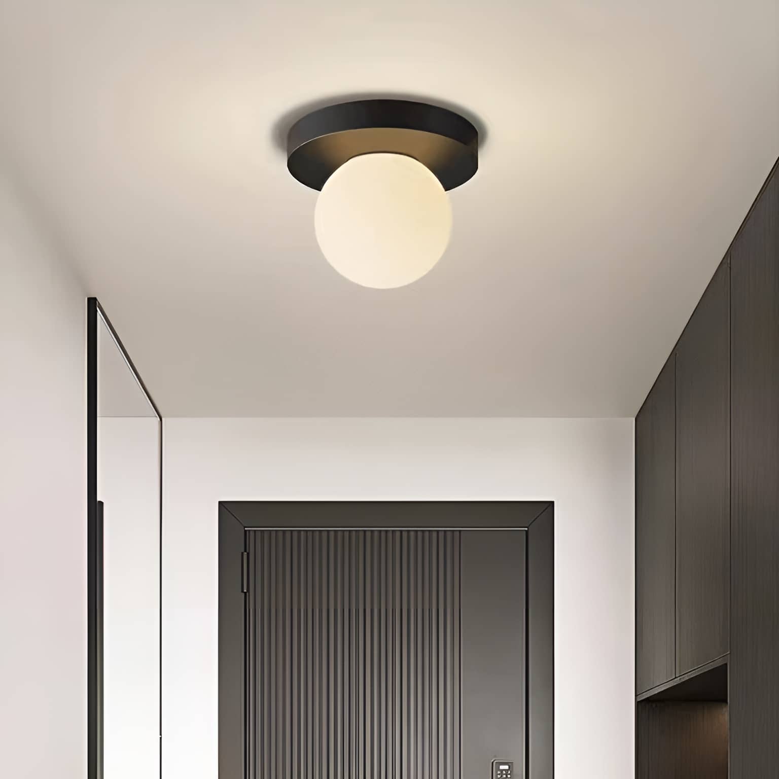 Minimalist Black Metal Globe Ceiling Light