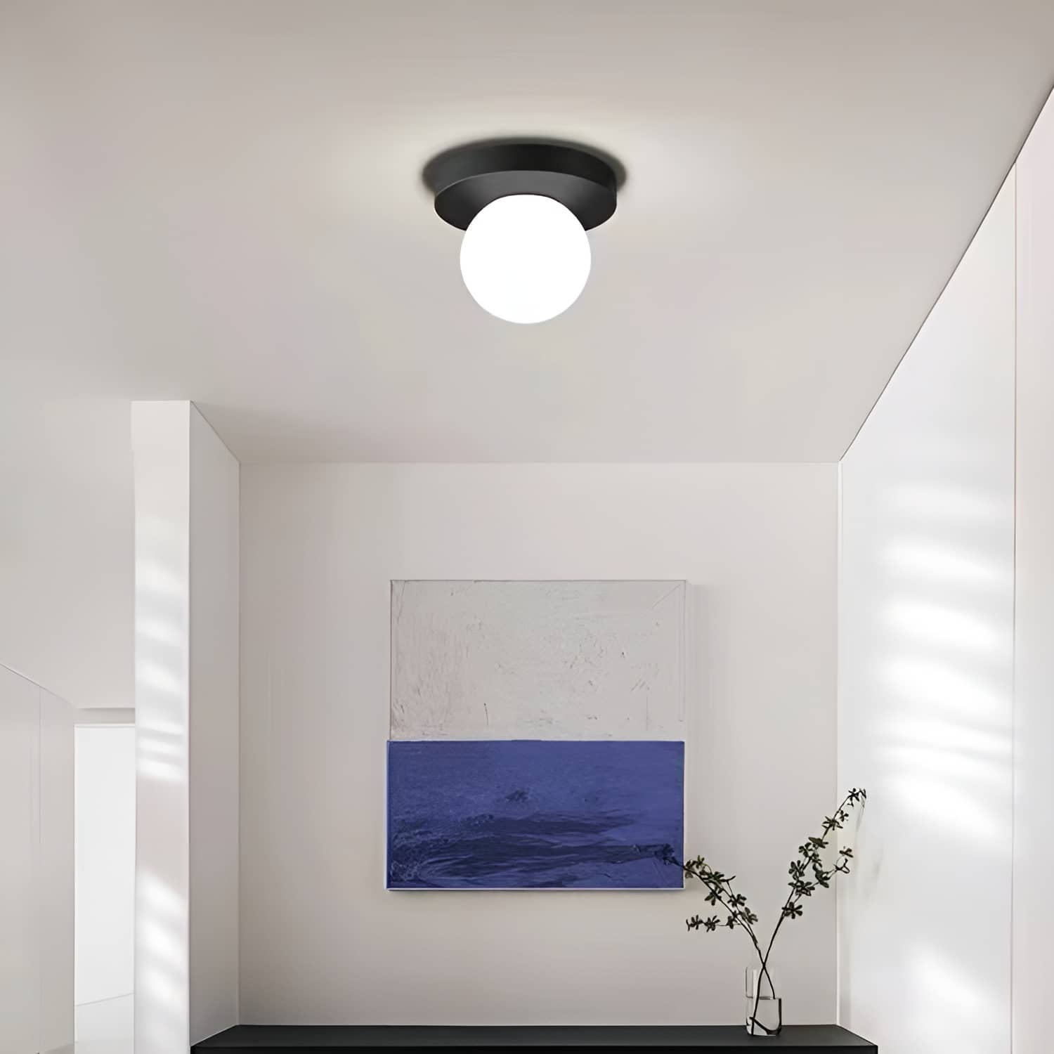 Minimalist Black Metal Globe Ceiling Light