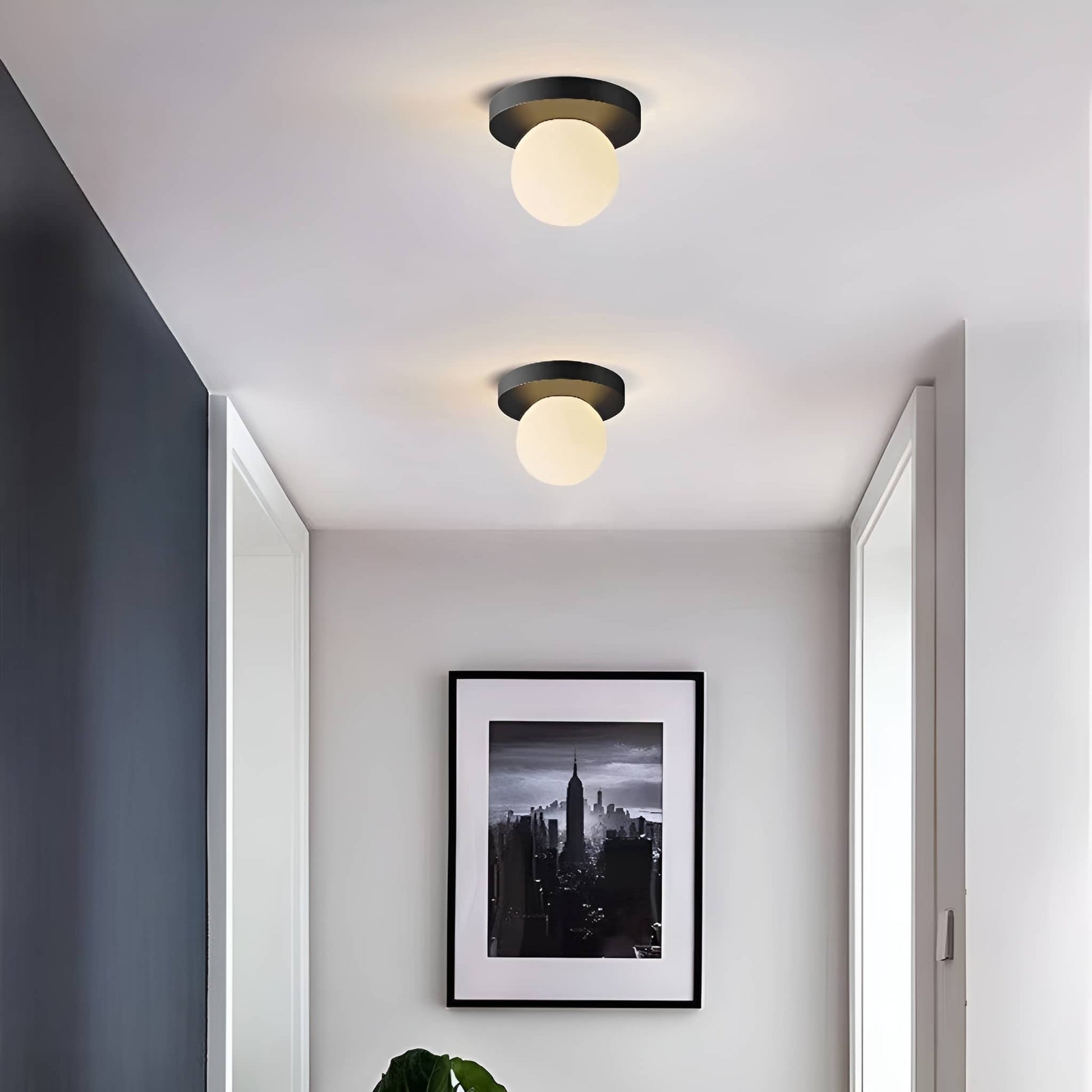 Minimalist Black Metal Globe Ceiling Light