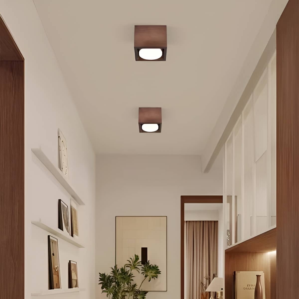 Minimalist Geometric Multi-Light Wooden Ceiling Light