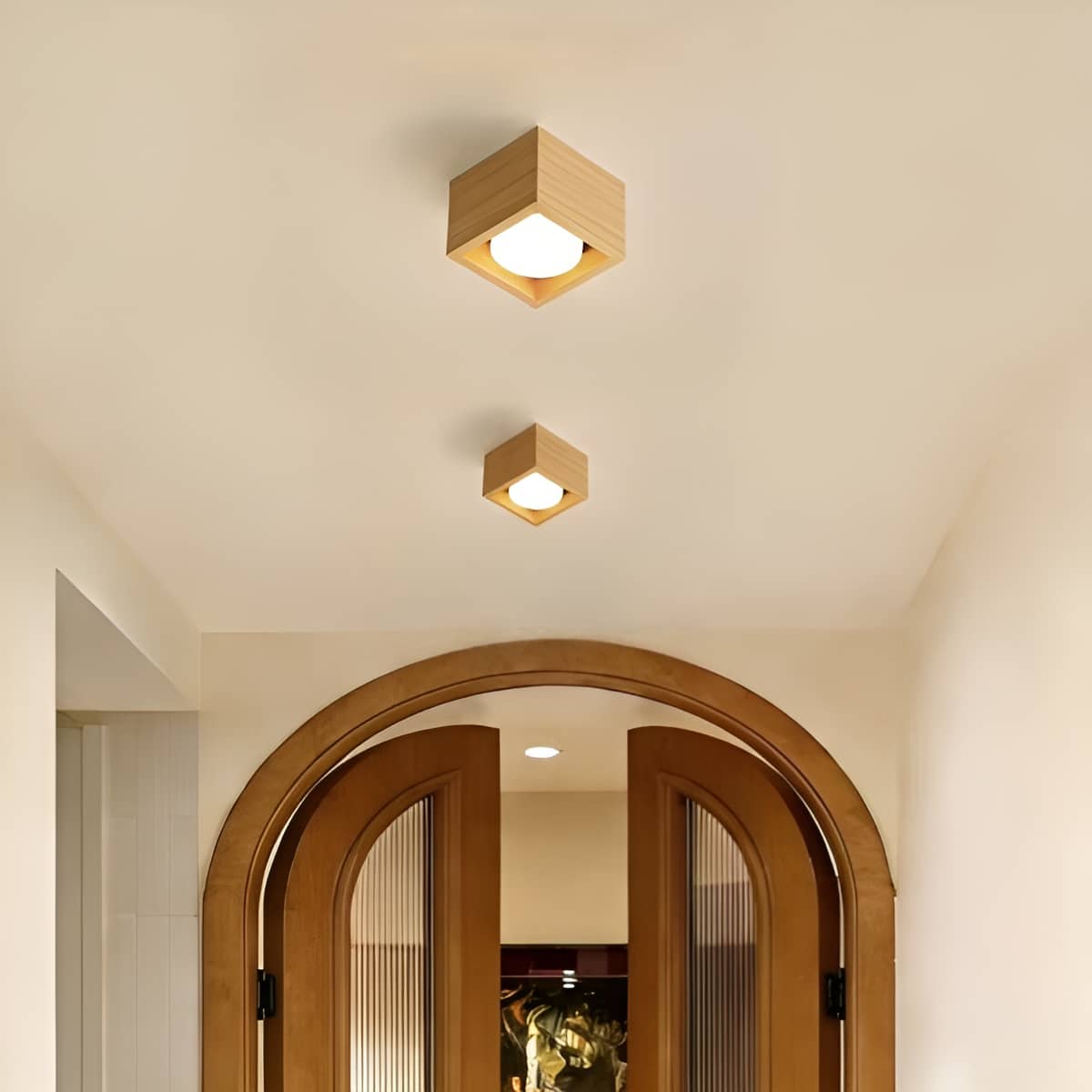 Minimalist Geometric Multi-Light Wooden Ceiling Light