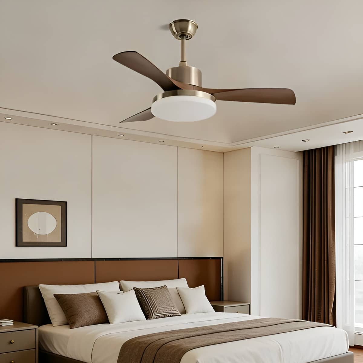 Minimalist Vintage Ceiling Fan for Bedroom with LED Light