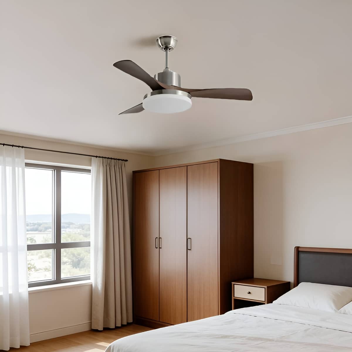 Minimalist Vintage Ceiling Fan for Bedroom with LED Light
