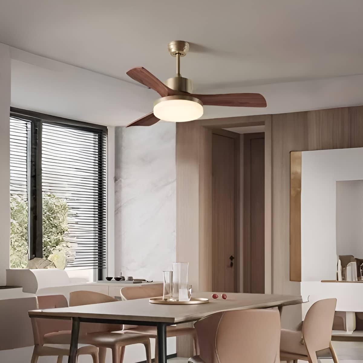 Minimalist Vintage Ceiling Fan for Bedroom with LED Light